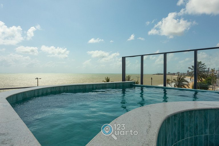 Apto Luxo | Vista Mar + Hidro Aquecida no Rooftop