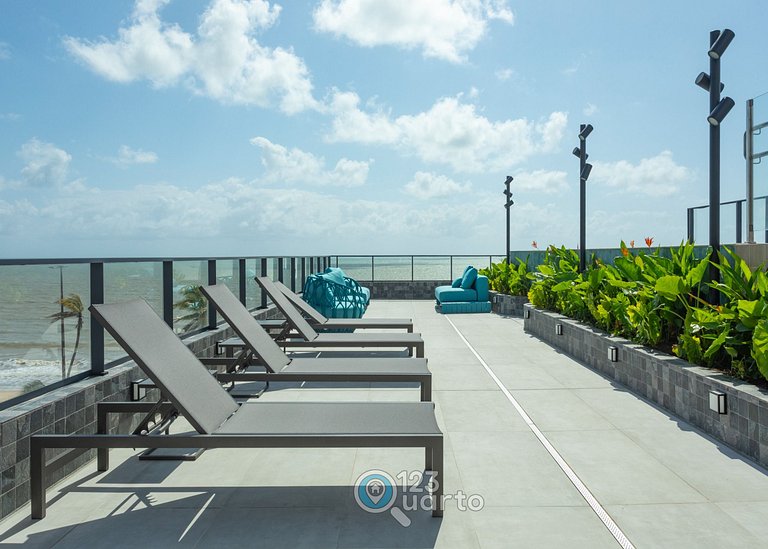 Apto Luxo | Vista Mar + Hidro Aquecida no Rooftop