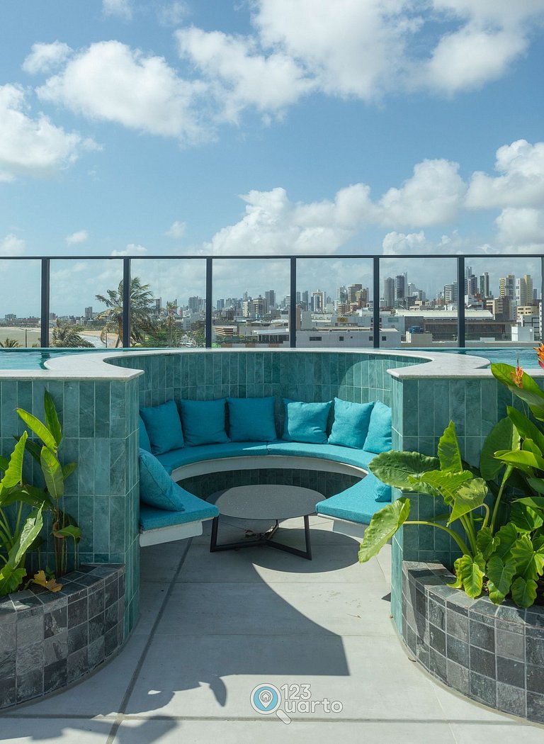 Apto Luxo | Vista Mar + Hidro Aquecida no Rooftop