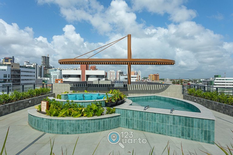 Apto Luxo | Vista Mar + Hidro Aquecida no Rooftop