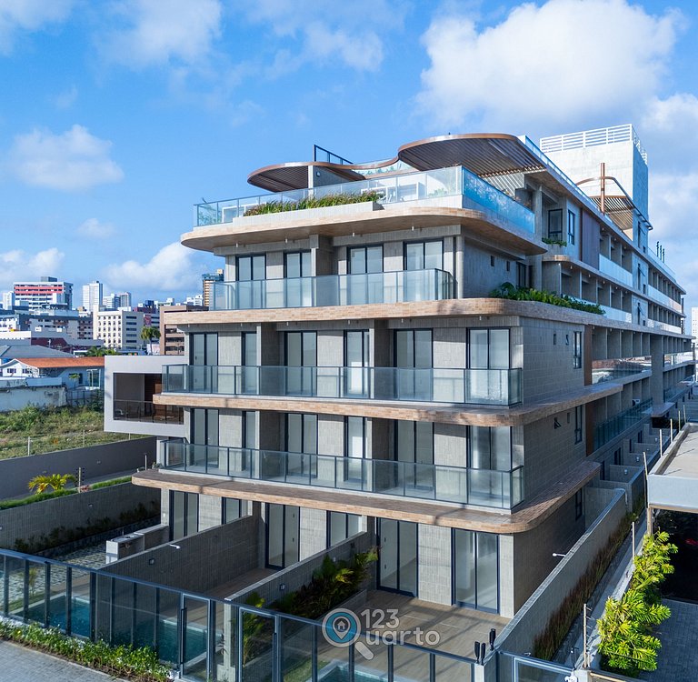 Apto Luxo | Vista Mar + Hidro Aquecida no Rooftop