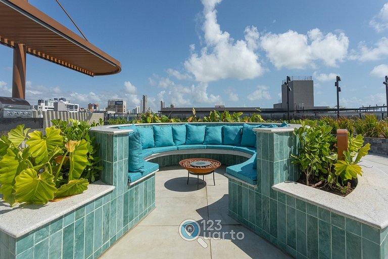 Apto Luxo | Vista Mar + Hidro Aquecida no Rooftop
