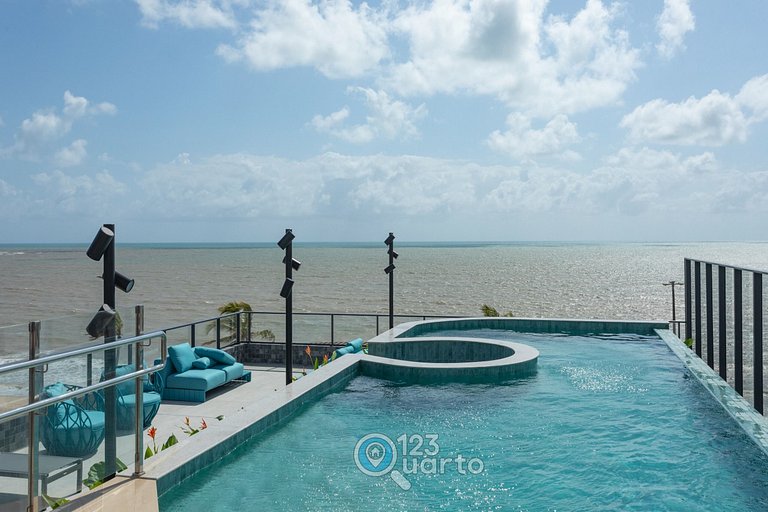 Apto Luxo | Vista Mar + Hidro Aquecida no Rooftop