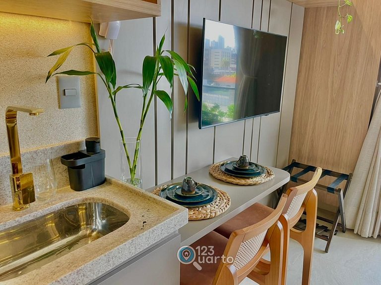 Apto Luxo | Vista Mar + Hidro Aquecida no Rooftop