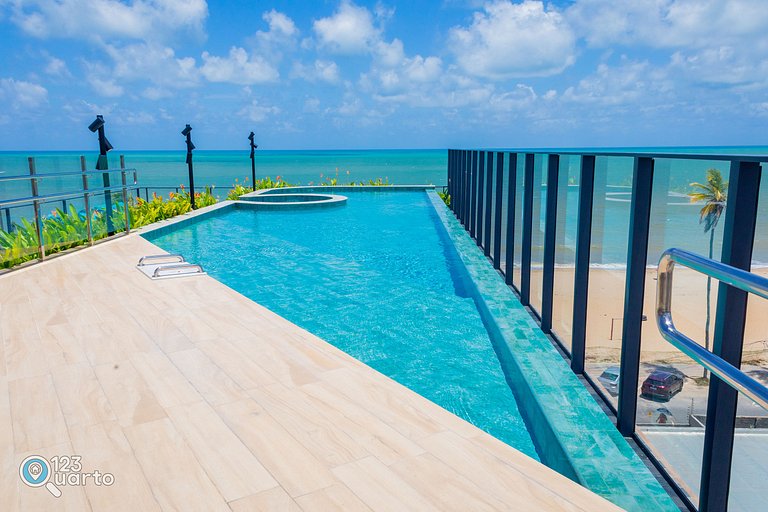 Apto Luxo | Vista Mar + Hidro Aquecida no Rooftop