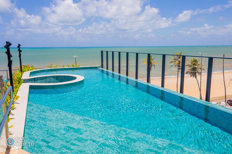 Apto Luxo | Vista Mar + Hidro Aquecida no Rooftop