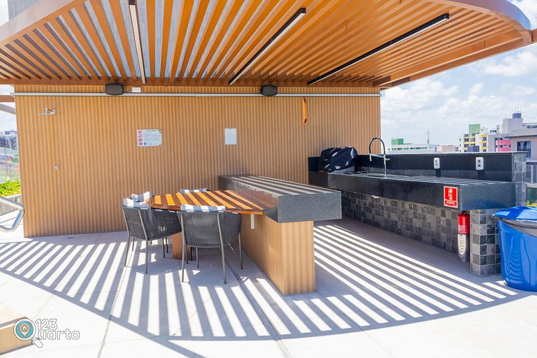 Apto Luxo | Vista Mar + Hidro Aquecida no Rooftop