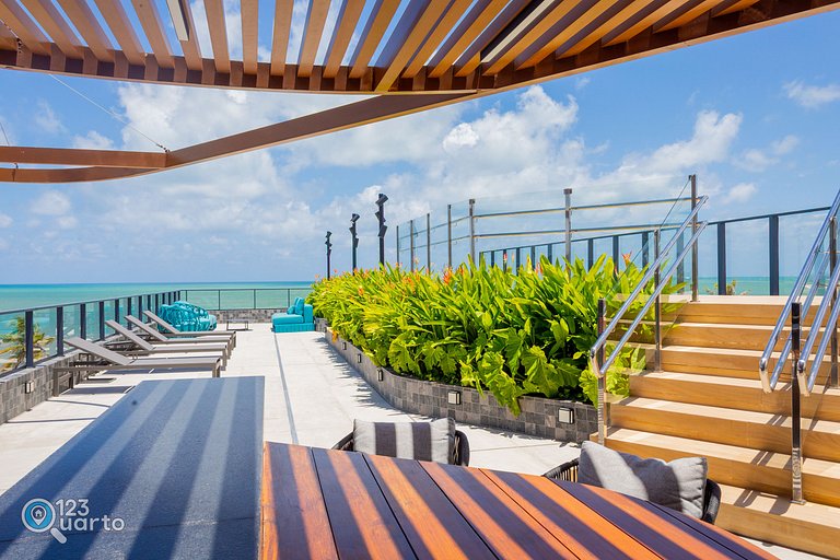 Apto Luxo | Vista Mar + Hidro Aquecida no Rooftop