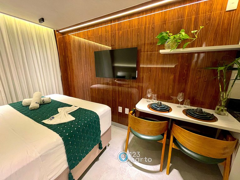 Apto Luxo com Hidro & Piscina no Rooftop #T32C