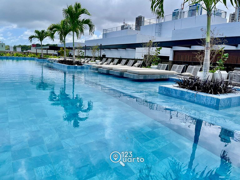 Apto Luxo com Hidro & Piscina no Rooftop #T32C