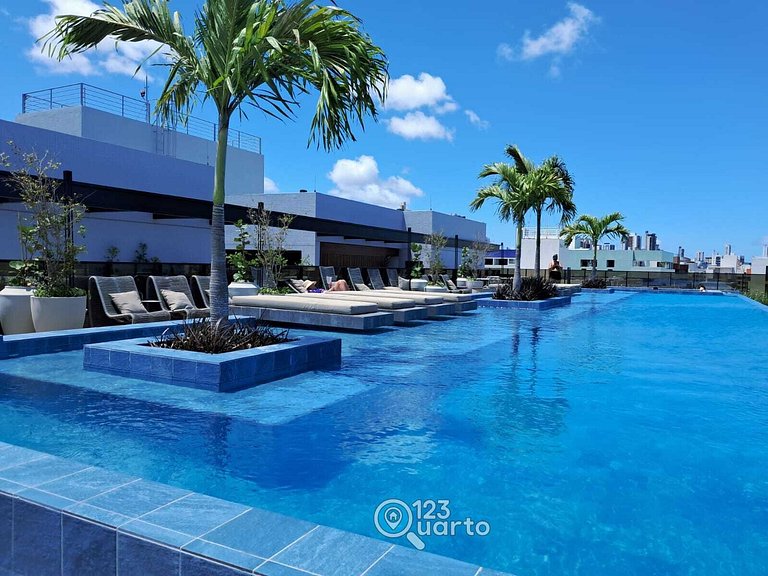 Apto Luxo com Hidro & Piscina no Rooftop #T32C