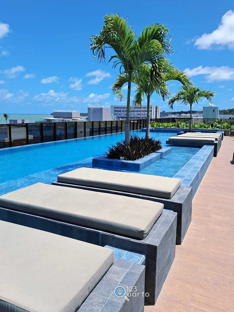 Apto Luxo com Hidro & Piscina no Rooftop #T32C