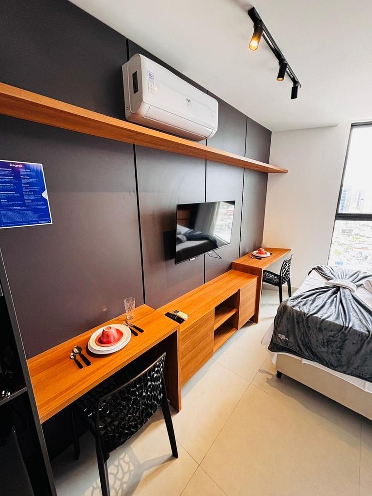 Studio charmoso com vista urbana + mar #SOL1406