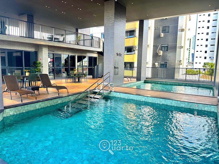 Studio charmoso com vista urbana + mar #SOL1406