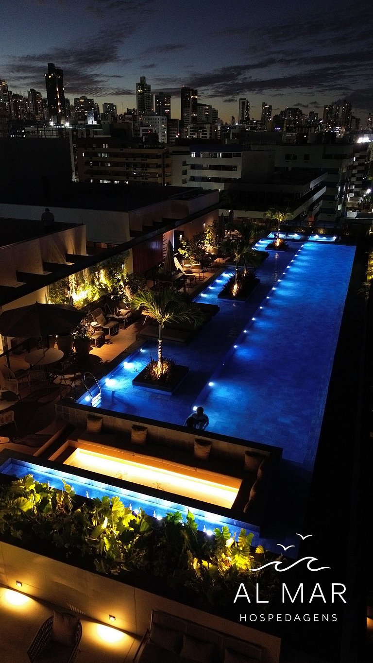 Apto Luxo com Hidro & Piscina no Rooftop #T32C