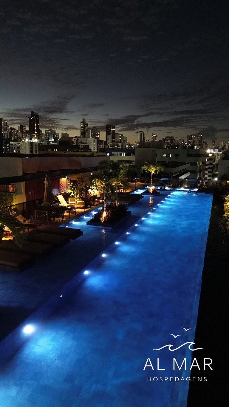 Apto Luxo com Hidro & Piscina no Rooftop #T32C