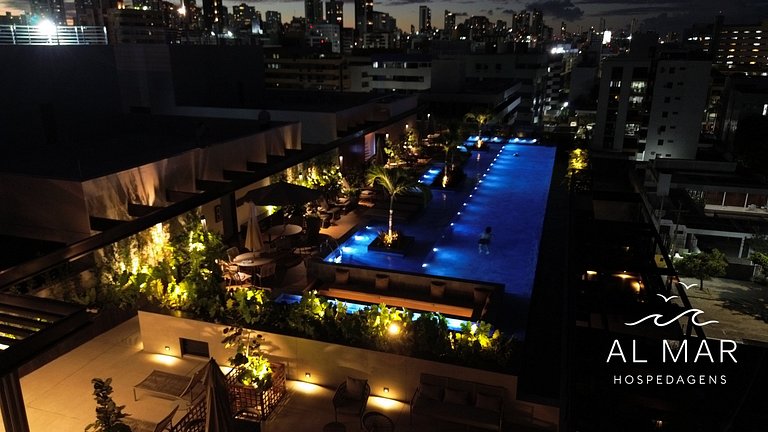 Apto Luxo com Hidro & Piscina no Rooftop #T32C