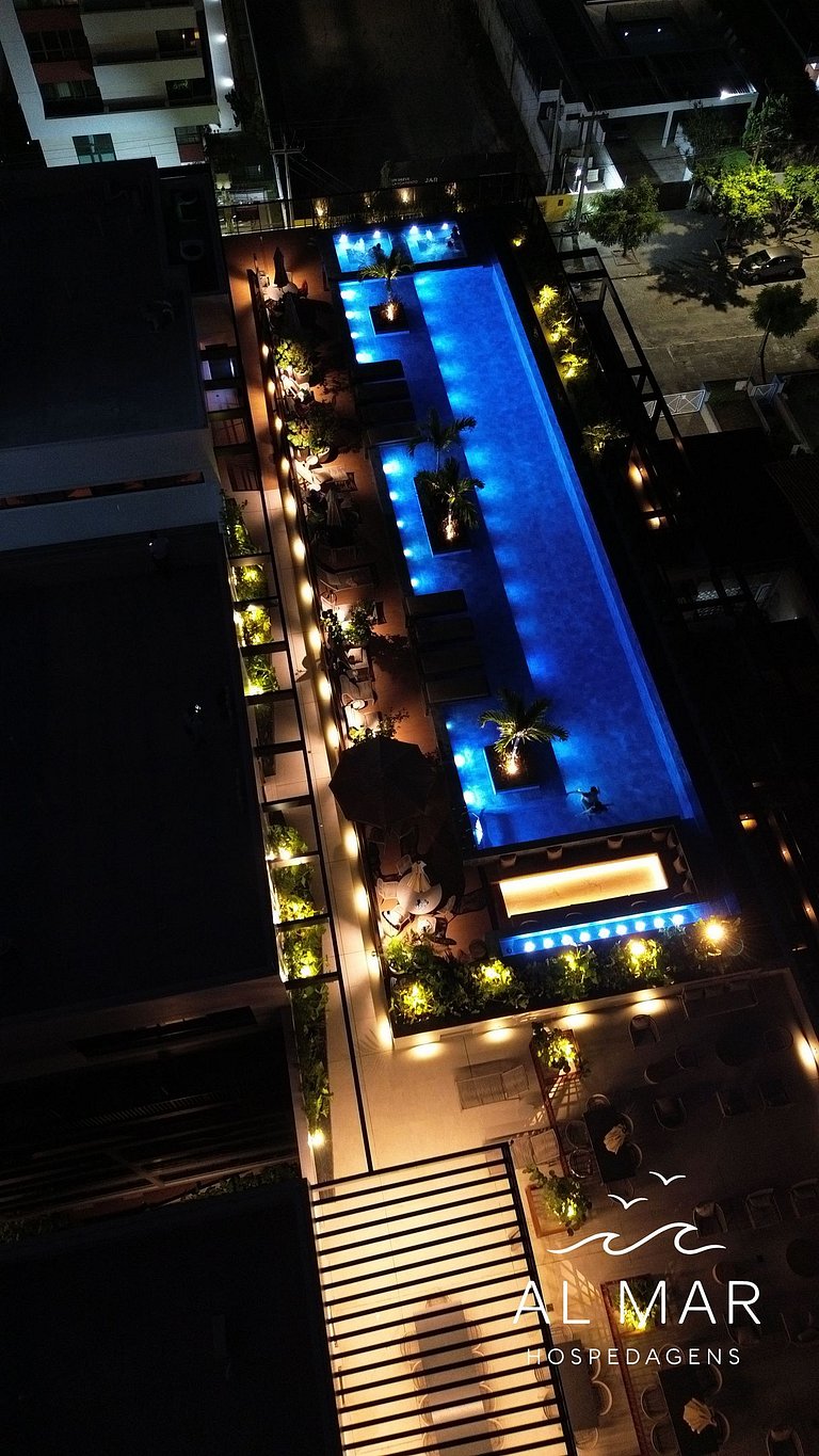 Apto Luxo com Hidro & Piscina no Rooftop #T32C